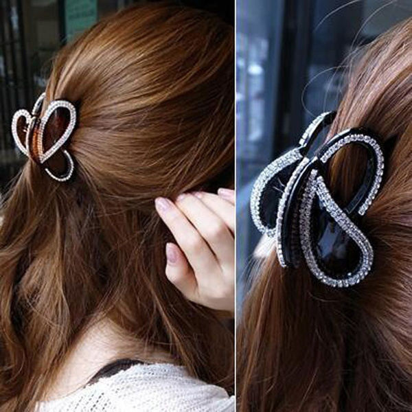 Fashion Headdress Jewelry Hairpin Full Diamond Butterfly Hair Clip Claw