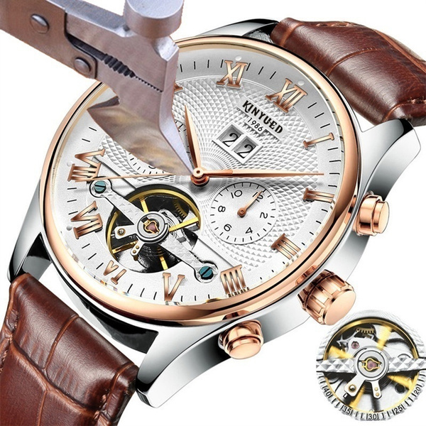 KINYUED Men Mechanical Wristwatches Automatic Watches Mens Skeleton  Tourbillon Moonphase Watch – KINYUED Official Store – Kinyued Men Automatic  Mechanical Watch Tourbillon‎