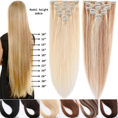 100% Remy Clip in Human Hair Extensions 15-20inch 7Pcs/Set 12colors (can be dyed straighten curly)