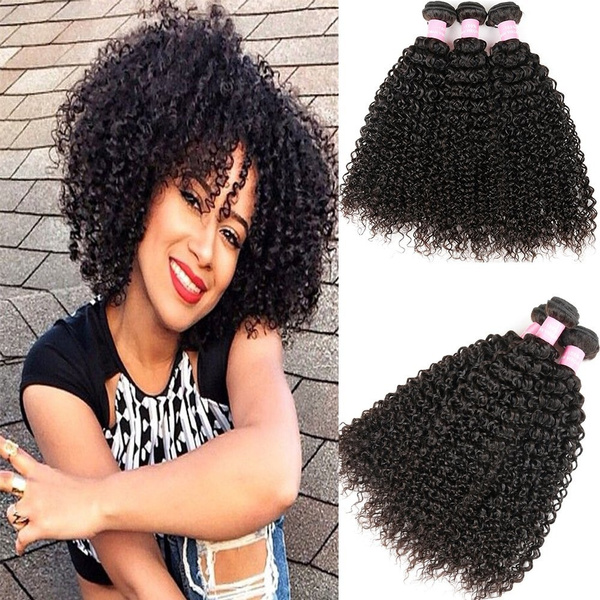 Malaysian Kinky Curly Hair 100% Real Unprocessed Virgin Human Hair  Extensions 2 Bundles Curly Weave Natural Black Color