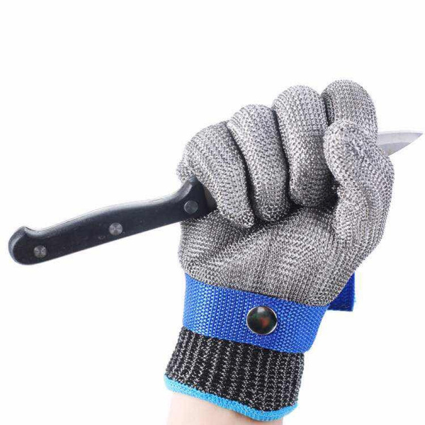 Metal Cut-Resistant Gloves, Food Grade Safety Work Gloves, Stainless Steel  Chain Mail Gloves for Left and Right Hands, 5 PCS (Size : S/205mm)