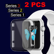 2 PCS Smart Watch Apple Watches Case Series 7 Full Cover 45/41mm/42MM/38MM Clear Screen Protectors Ecran Protecteur for iwatch Series 1  and Sery 2 
