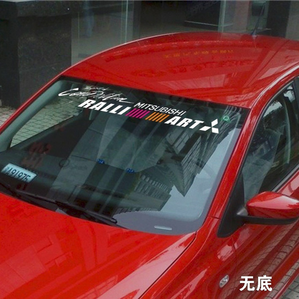 A Pair ☆Racing☆ Car Body Windscreen Windows Sticker Decal For Mitsubishi White