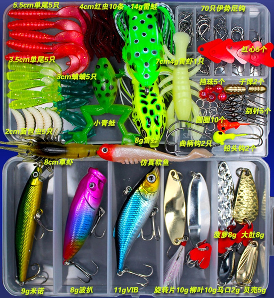 147 Pcs Fishing Lure Kit All Water Soft Lure Frog Lure Fishing Tackles  Accessories Gear Spoon Bait Fishing