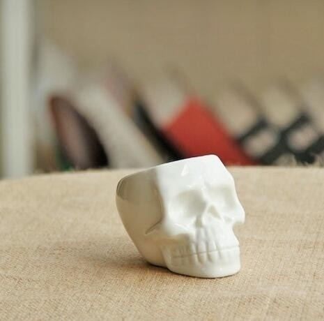 White Ceramic Cool Skull Capita Plant Potted Small Flower Pot Planter Succulent` 