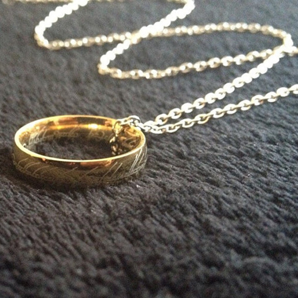 Lord of the Rings One Ring Entwined Necklace by Noble Stainless Steel 18" Chain 