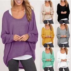 Womens Plus Size Korean Long Sleeve Pullover Casual Loose Baggy Loose Top Jumper