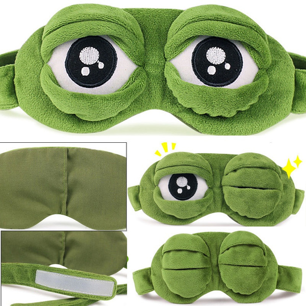Green Without 90G Ice Bag Eye Mask Funny Creative Pepe Frog Sad Frog 3D Eye Mask Cover Sleeping Rest Cartoon Plush Sleeping Mask Cute Anime Gift 