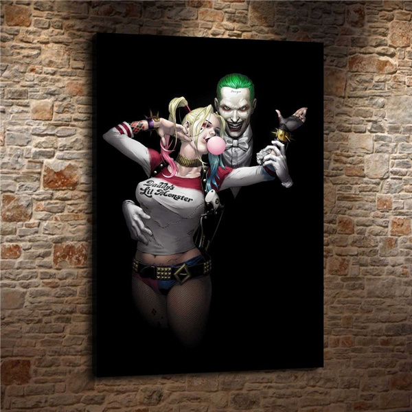 Harley Quinn and Joker HD Canvas print Painting Home decor Picture Room Wall art 