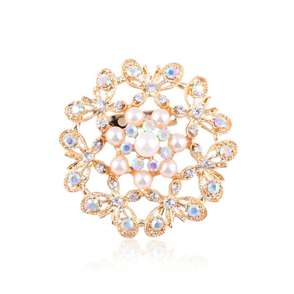 Totally Dazzled Brooches Wholesale | Gold Rhinestone Brooch