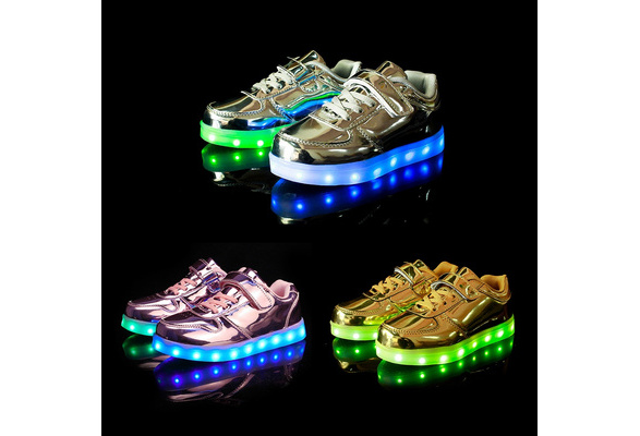Drenge piger velcro lys sko selvlysende sko lysende sneakers |