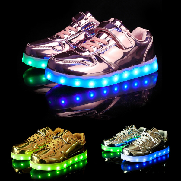 Jongens meisjes klittenband LED lichte USB opladen van lichtgevende schoenen lichtgevende sneakers | Wish