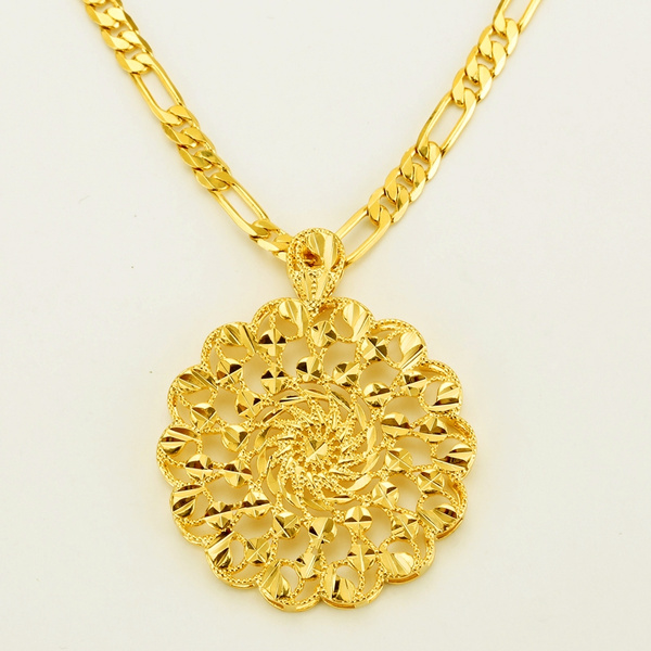 Dubai/Ethiopian/African/Indian/Arab Pendant Necklace 18k Gold Color ...