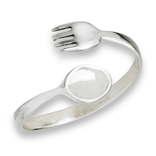 Fork and Spoon Wrap Ring 925 Sterling Silver Eat Utensils Food Sizes 5-9 NEW 