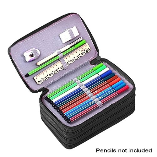 52 Holders 3 Layer Zipper Multifunctional Handy School Pencil Case