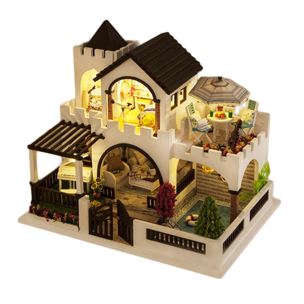 Wooden Doll House Castle Diy - Diy Doll House Building Kit Wooden