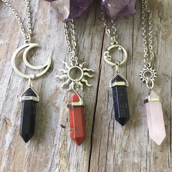 Sun and moon crystal shop necklace