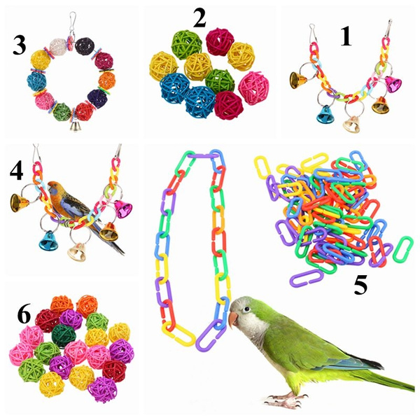 100pcs/lot Plastic C-clips Hooks Chain C-links Sugar Glider Rat Parrot Toy L 