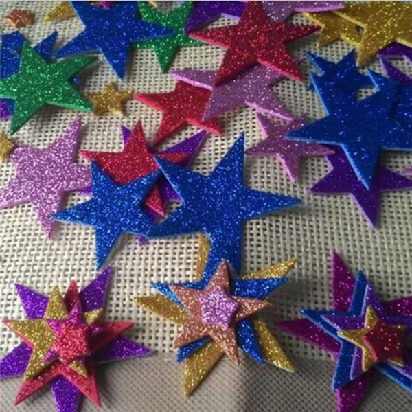 60pcs /bag Colorful Glitter Foam Star Stickers Kids Toy