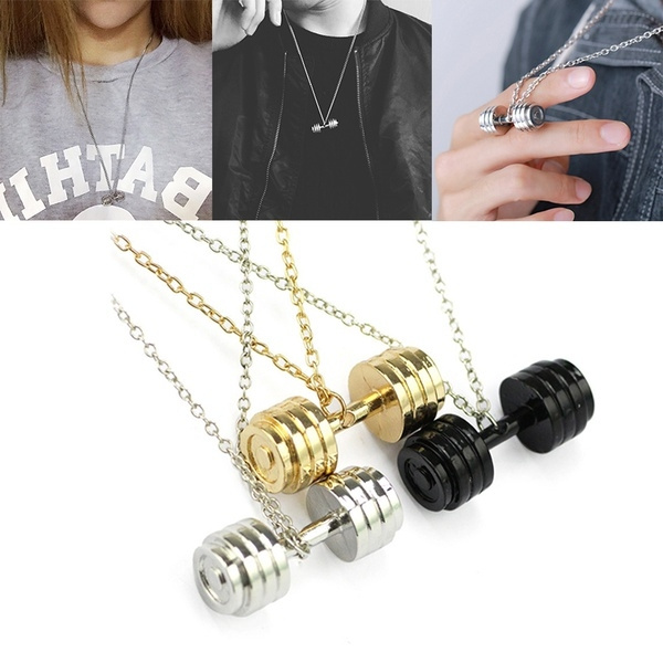 Weight Barbell Necklace Pendant
