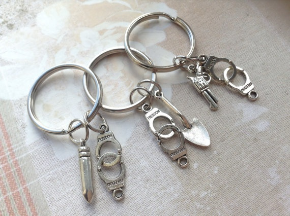 3+Partners+in+Crime+Keyrings+Best+Friends+Keychain+Set+Friendship+Jewelry  for sale online