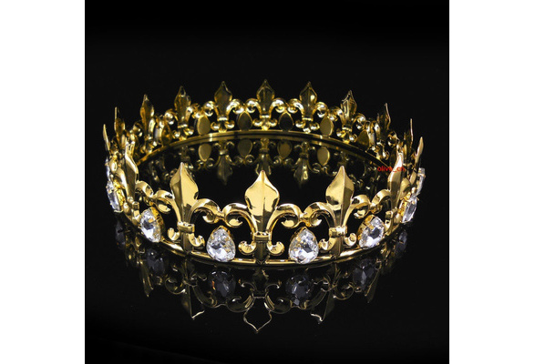 Men''s Imperial Medieval Fleur De Lis Gold King Crown 4.5cm High