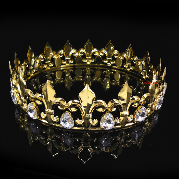 Men''s Imperial Medieval Fleur De Lis Gold King Crown 4.5cm High 18cm ...