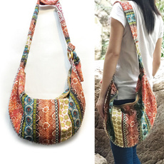 1 PCS Womens Fashion Thai Style Hippie Hobo Shoulder Chest Handbags Large Crossbody Messenger Bag Floral Print Purse