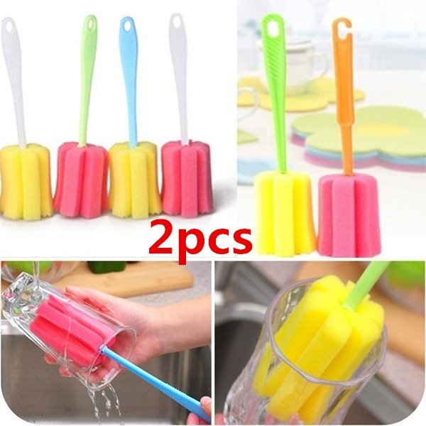 2Pcs Sponge Glass Bottle Cup Cleaner Kitchen Washing Cleaning Tools Hot