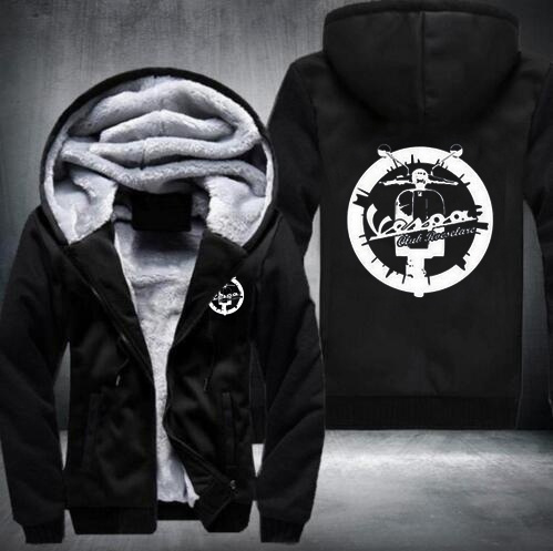 Películas clásicas Sudadera con capucha Invierno Vespa Vintage Motocicleta  Logo Espesar Fleece Abrigo Chaqueta con cremallera | Wish