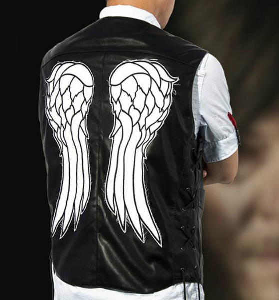 Daryl Dixon PU Leather Vest Angel Wings Jacket Motorcycle Vest