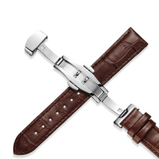 18-24mm Men Women Butterfly Clasp Buckle Watch Band Strap Waterproof Genuine Leather New