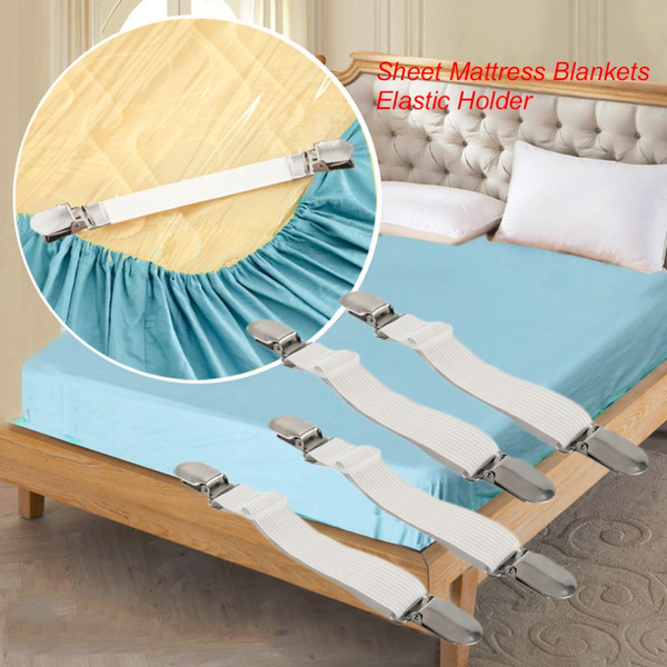 4PCS/Set Elastic Bed Sheet Mattress Cover Blankets Grippers Clip