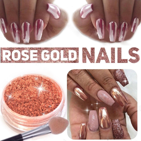 Rose Gold Chrome Pigment  Rose Gold Chrome Nail Powder for