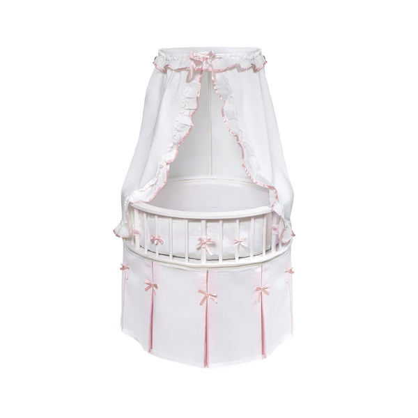 Badger Basket White Elegance Round Baby Bassinet W Waffle Pink Bedding Wish Badger Basket White Elegance Round Baby, Badger Basket Round Bassinet Bedding