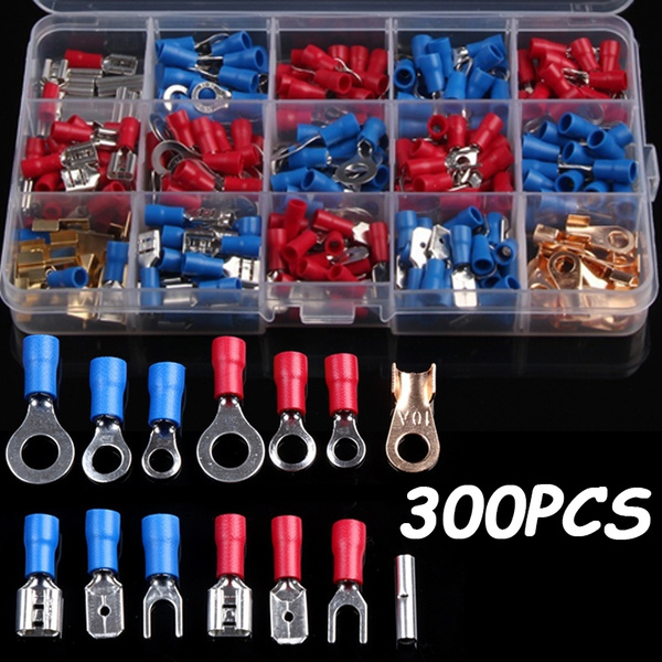 300Pcs Assorted Crimp Terminals Set Insulated Electrical Wiring Connector Kit 