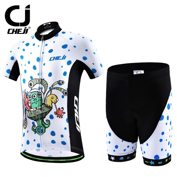 CHEJI Kids Cycling Jersey and Shorts Set Children Cycling Clothes Wear Short Kit
