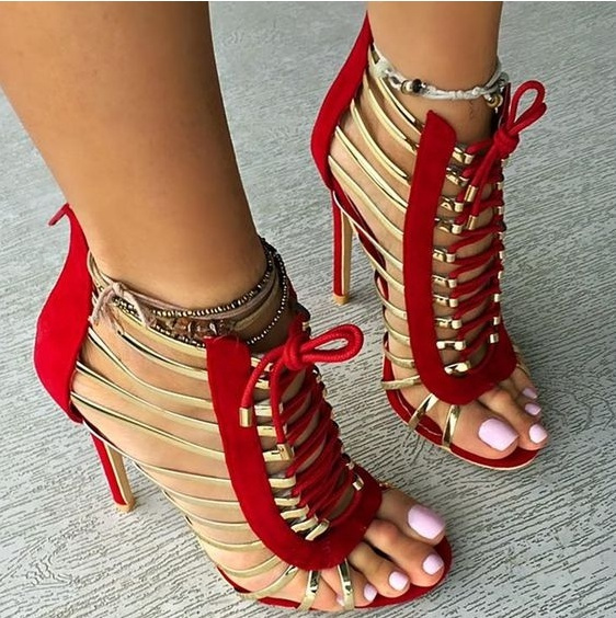 Studded caged best sale open toe sandals