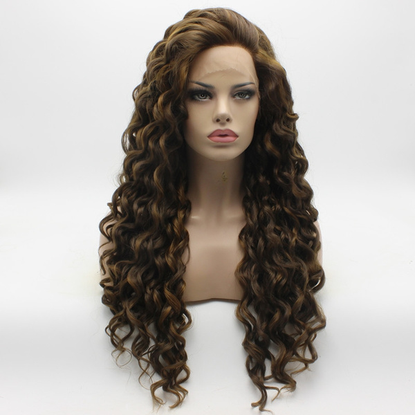 Iwona Hair Synthetic Lace Front Wig Curly Long 26inch Brown and