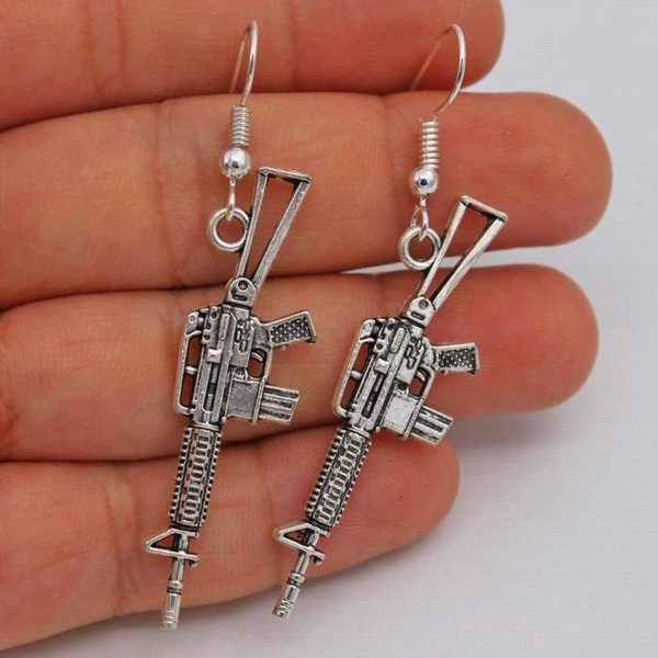 Convergence Hook Earrings in Gunmetal & Silver