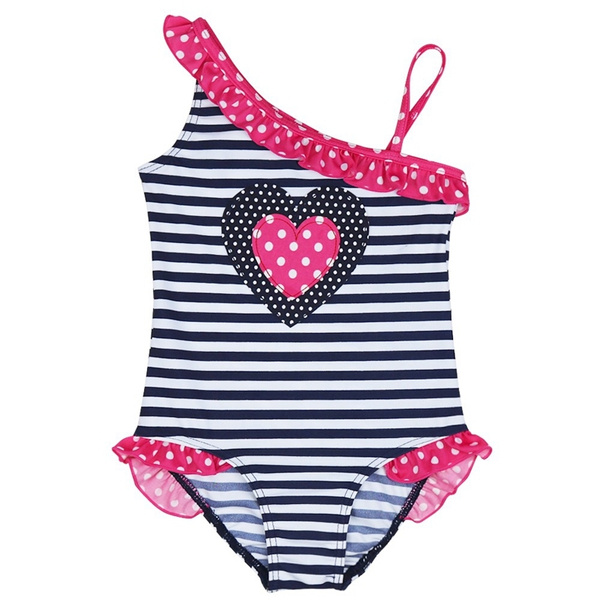 Boys blue and black striped bathing suit