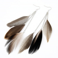 Feather Earrings for Women Boucle d'oreille Femme Bijoux Silver Long Drop Earring Brincos Aretes Orecchini Pendientes Mujer 2016