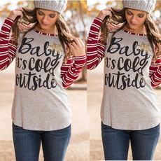 Baby It'S Cold Outside Letter Printed Womens Shirts Tops