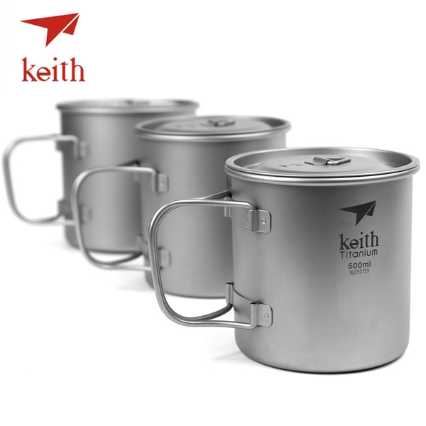 Keith Titanium Camping Mug 350ml Folding Handle Outdoor Travel