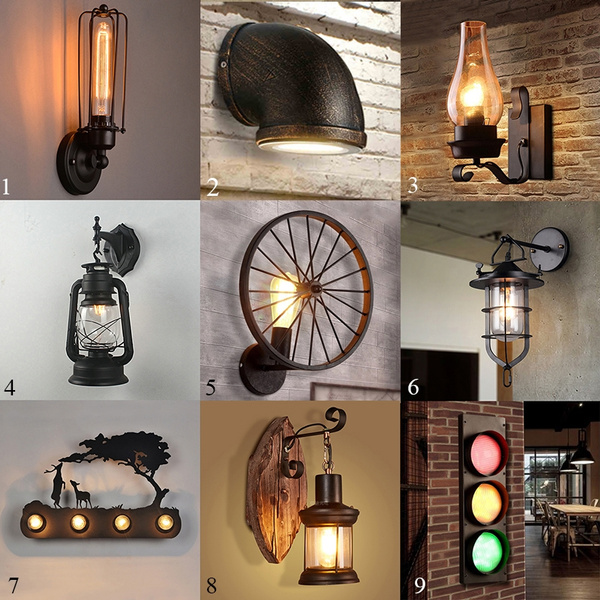 Retro Vintage Industrial Wood Wall Sconce Light Loft Lamp Fixture Rustic O0M0 