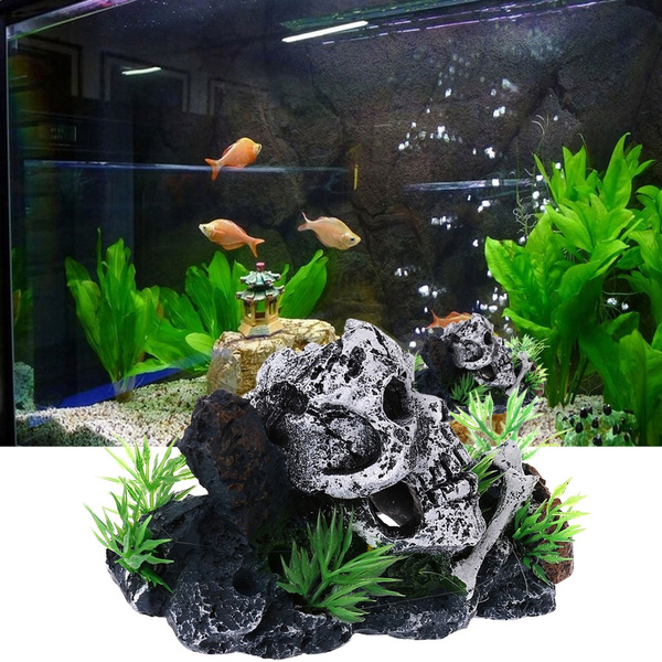 skeleton fish tank decorations