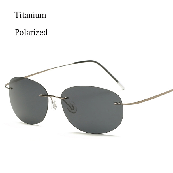 100% Titanium Rimless Sunglasses Polaroid Gafas Men Polarized Sun Glasses 