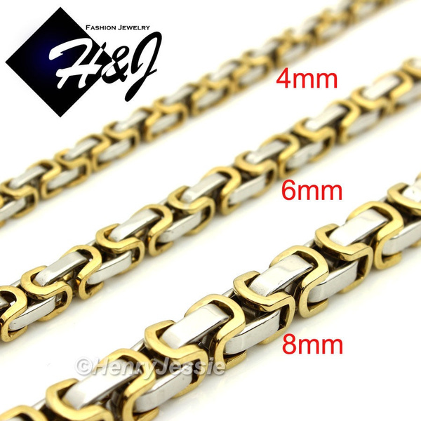18-40"MEN Stainless Steel 6mm Silver Byzantine Box Chain Plain Cross Pendant*P64 18-40"MEN Stainless Steel 6mm Silver Byzantine Box Chain Plain Cross Pendant*P64
