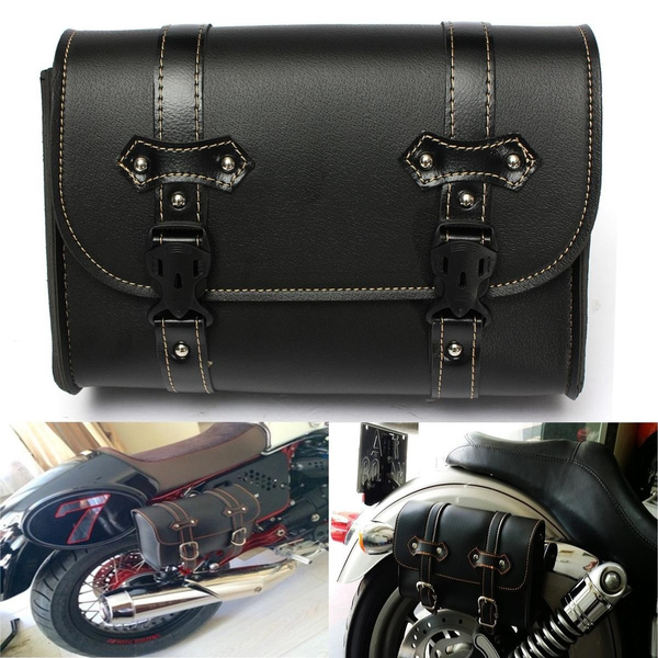 Universal Men Motorcycle Saddle Leather Bag Storage Tool Pouch for