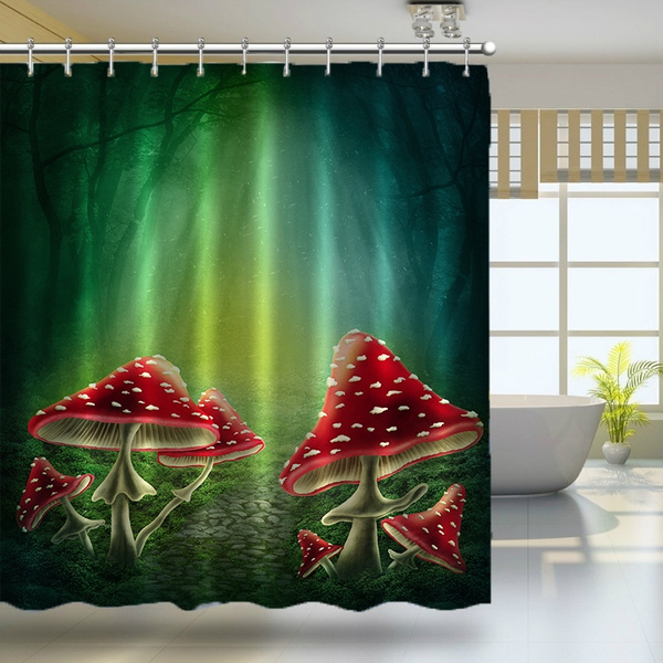 Mushroom Shower Curtain - RED